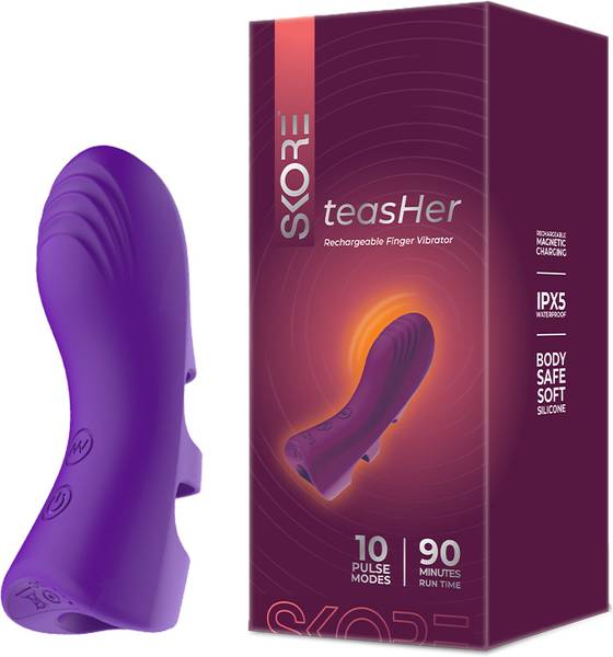 SKORE Teasher 10 Modes | 90 min Run Time For Her | Rechargable Finger Intimate Pleasure Massager