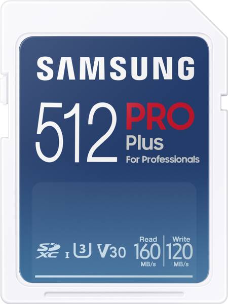 SAMSUNG MB-SD512K/APC Pro Plus 512 GB SDXC UHS-I Card Class 10 160 MB/s Memory Card Compatible with Camera, Computer, Gaming Console, Mobile, Tablet