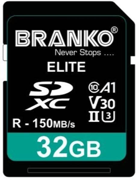 Branko Elite Memory Card for Photo Video Music Voice File DSLR Camera DSC Camcorder 32 GB SDXC Class 10 150 MB/s Memory Card