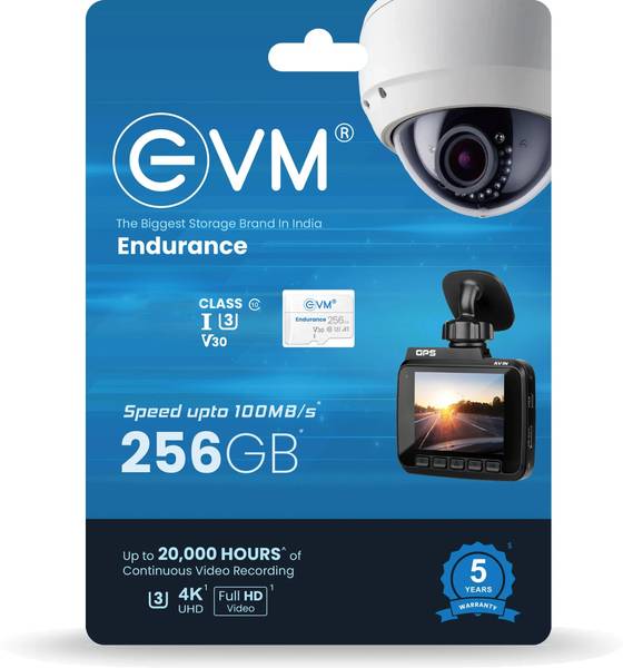 EVM ENTF/256GBU3 Endurance 256 GB TF Card Class 10 100 MB/s Memory Card Compatible with Camera