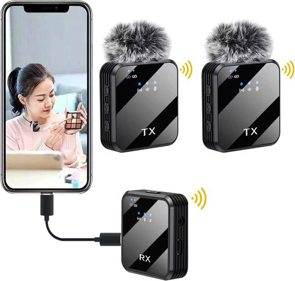 MOOZMOB Dual Wireless Mic with Reduction for Video Recording Vlogs Online Classes Microphone