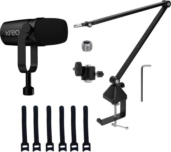 Kreo Kast Dynamic Mic with Rod v2 BoomArm, XLR/USB Microphone