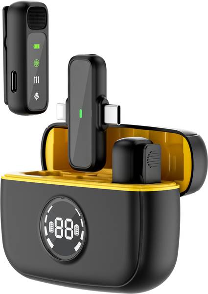 MAK Wireless Mic with Charging Case, Display, Noise Reduction, For Recording,YouTube Microphone