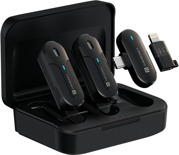Portronics Vlogmate 2 Dual Wireless Microphone,Type C & 8 Pin Receiver,Noise Cancellation Microphone