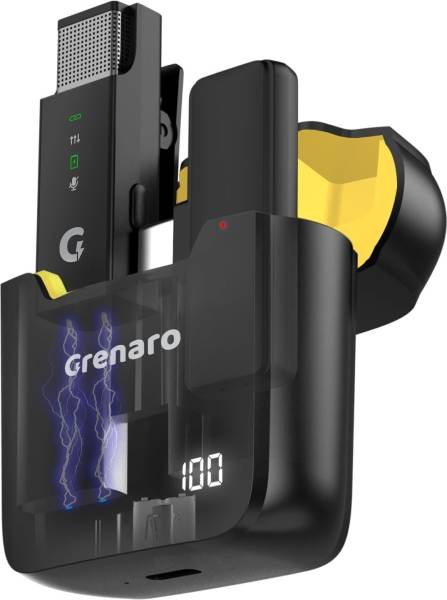 Grenaro S11 Pro Digital Display Wireless Mic with Charging Case- Noise Reduction 3 Level Microphone