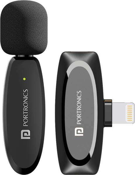 Portronics Dash 7 8 Pin Wireless Mic with Plug & Play Technology,Lapel Wireless Mic Microphone