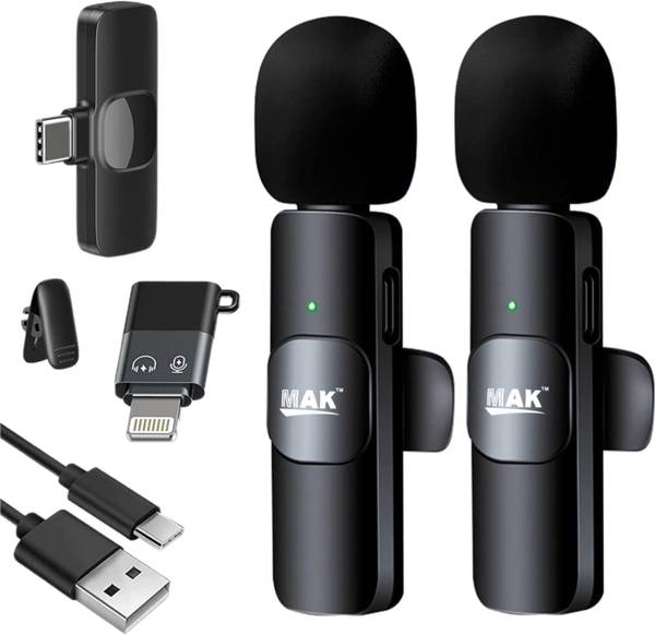 MAK Dual Wireless Microphone for YouTube, Vlogging, Recording for