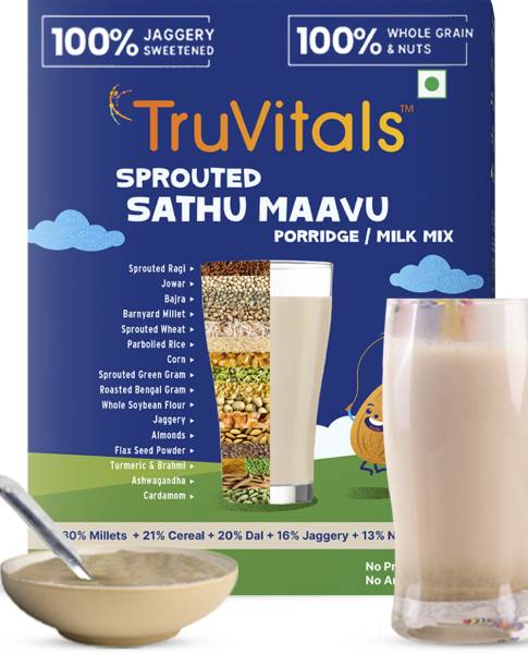 TruVitals Sprouted Multigrain Milk Mix with High Protein & Fiber | Elaichi Flavour