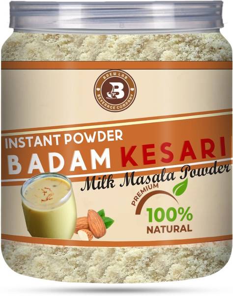 Brew Lab Badam Kesari Milk Masala Powder| With Real Almonds & Kesar For Badam Milkshake Flavored Milk Powder