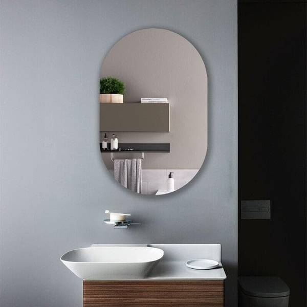 LUPPRA 12 X 18 Inches Frameless Decorative Capsule Wall Mount Mirror Bathroom Mirror