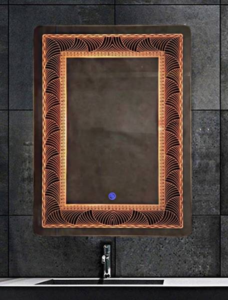 luminatri 18x24 Inch LED Wall Mirror Glass with Touch Sensor Lights for Home Decor Bathroom Mirror