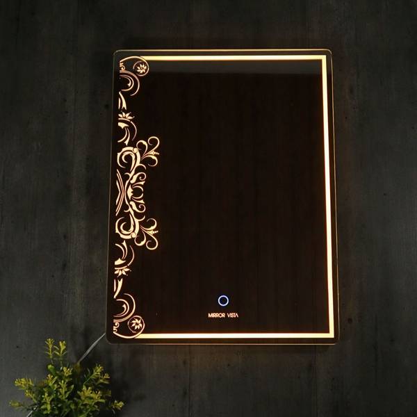 baba glass 18x24 floral Lighted Mirror