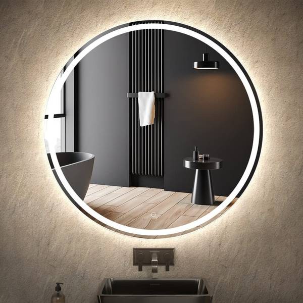 SAHAJ PLASTO Round Wall Mirror with touch sensor & Light for wall Decor