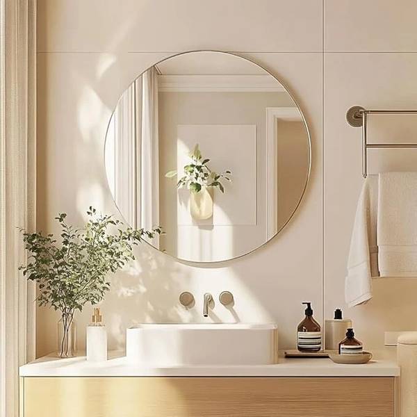 LUPPRA 18 x 18 Inch Frameless Round Mirror Bathroom Mirror