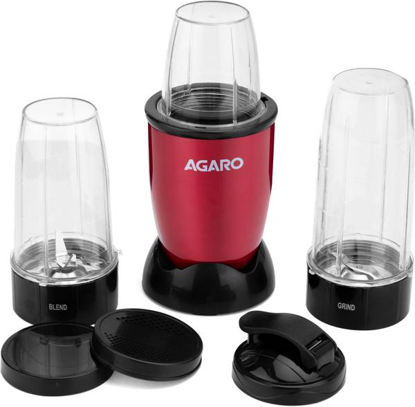 AGARO Plastic Regal 3 Jar Personal Blender modern 450 Juicer Mixer Grinder (3 Jars, Red & Black)