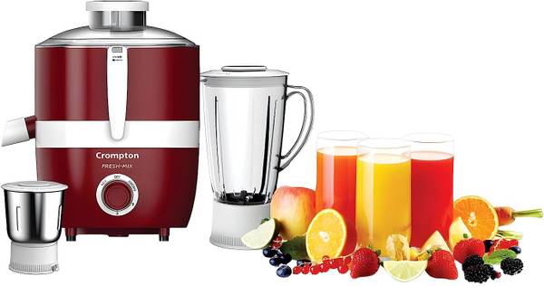 Crompton Fresh-Mix FRESH MIX 500 Juicer Mixer Grinder (2 Jars, White, Red)