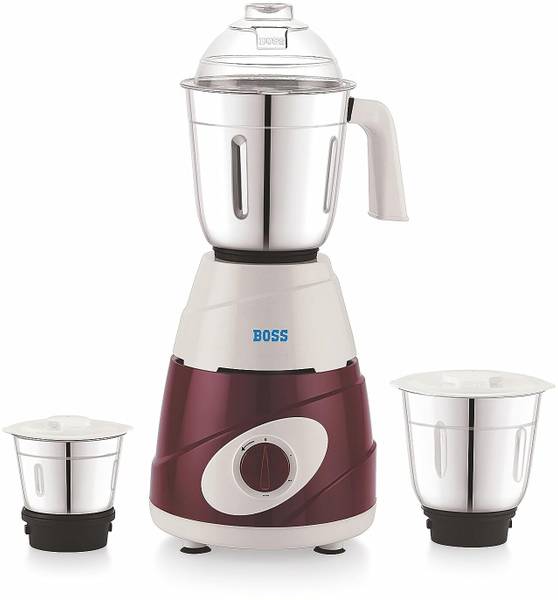 BOSS Thunder High Speed Motor, SS Blades, B272 550 Mixer Grinder (3 Jars, White, Red)