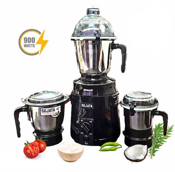 SUJATA dynamix mixer 900 Juicer Mixer Grinder (3 Jars, Black)