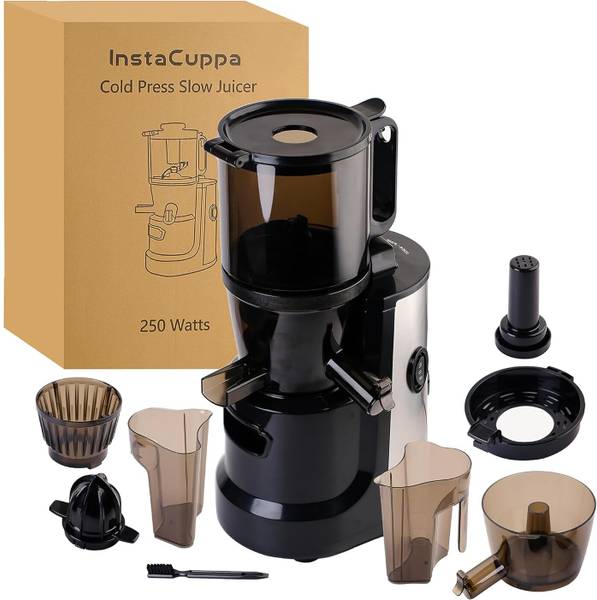 InstaCuppa 3-in-1 Cold Press Slow Juicer | Unique Gradual Shaped Auger | Copper Motor 250 W Juicer