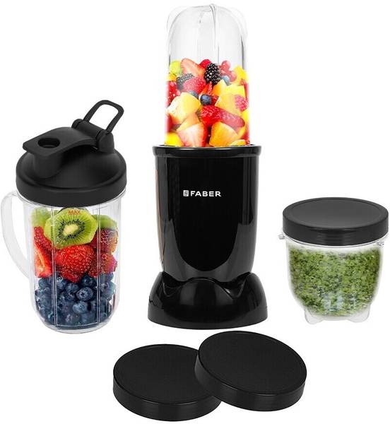 FABER SPORTZ BLENDER FSB 3 in 1 Nutrifit Nero 400 W Juicer Mixer Grinder (3 Jars, Black)