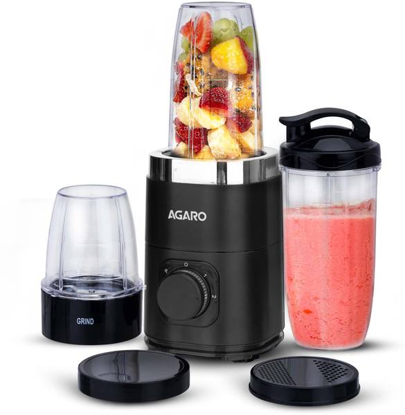 AGARO Galaxy 3 Jar Personal Blender, 400 Juicer Mixer Grinder (3 Jars, Black)