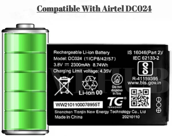 VEHUB Mobile Battery For Airtel H12348 / DC024 / WD670 Compatible For Reliance /Jio Airtel My WiFi AMF-311WW 4G Hotspot/ZTE Wipod Airtel 4G Hotspot-23...