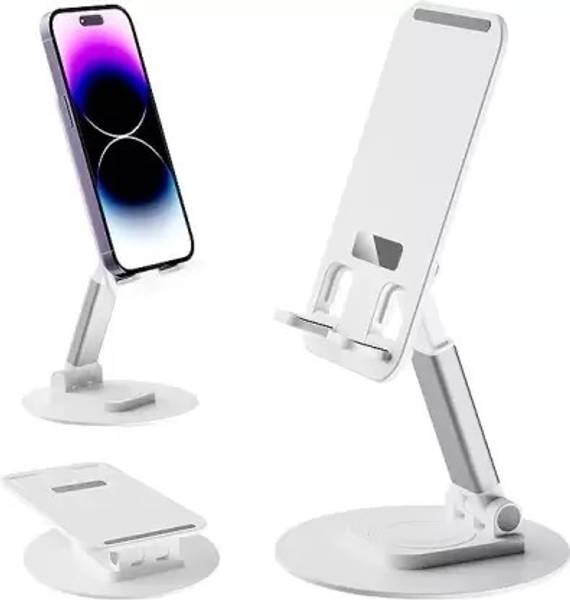 TECHGEAR 360 Rotating Phone Holder for Desk, Adjustable Height & Angle Universal Folding Mobile Holder