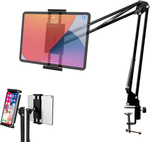 BROLAVIYA Upgraded Flexible Lazy Arm Bracket For Both Mobile and Tablet Device 4-12.9 Inch Mobile Holder