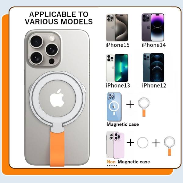 TECHGEAR Magnetic Phone Grip Holder Kickstand - Silicone Loop, MagSafe Mobile Holder
