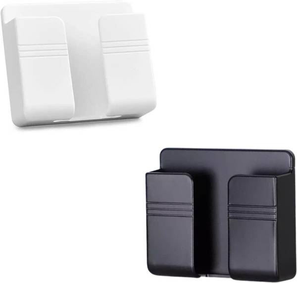 Muv up Wall Mount Mobile Stand - No Drill Required - Pack of 2 - Black & White Mobile Holder