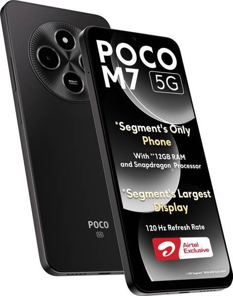 POCO M7 5G - Locked with Airtel Prepaid (Satin Black, 128 GB)