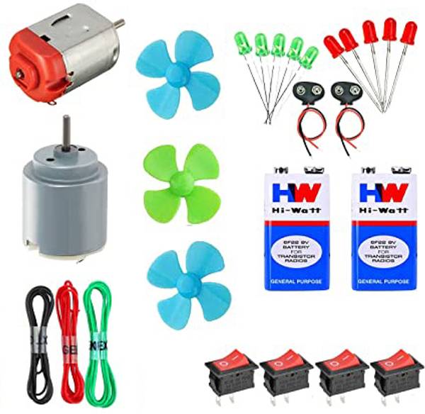 Easychoice Science Experiment /DC Motor/9V Battery/ LEDs/Mini Switch for Project DIYs Model Building Kit