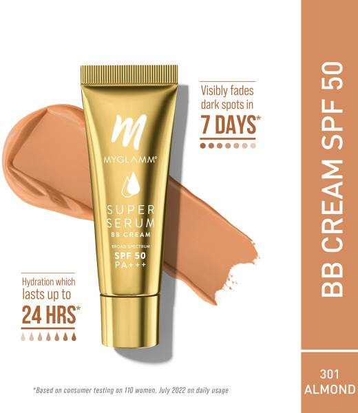 MyGlamm Super Serum BB cream | SPF 50 & Hyaluronic Acid | 24 Hr Long Lasting & Hydrating Foundation