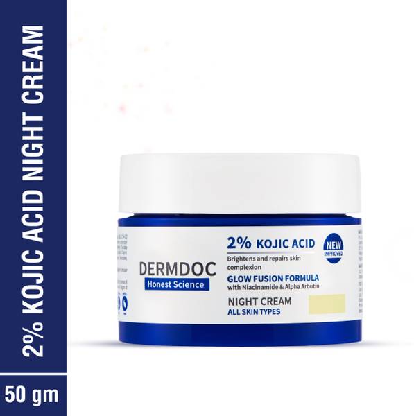 DermDoc 2% Kojic Acid Night Cream | Skin Brightening | Reduces Dark Spots & Pigmentation