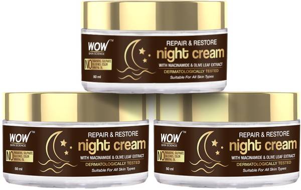 WOW SKIN SCIENCE Repair & Restore Night Cream | Restores Skin Radiance| Pack of 3