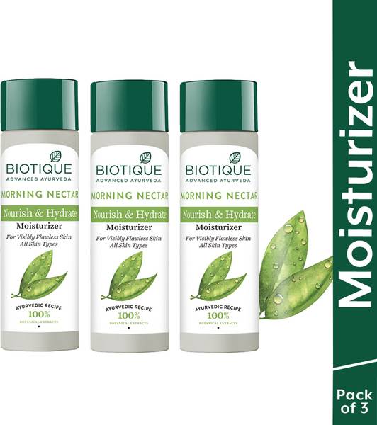 BIOTIQUE Morning Nectar Visibly Flawless Skin Moisturizer, 360ml (120ml x 3)