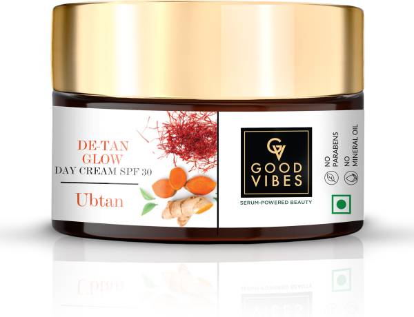 GOOD VIBES Ubtan De-Tan Glow Day Cream with SPF 30 | Tan Free, Brightening, Depigmentation