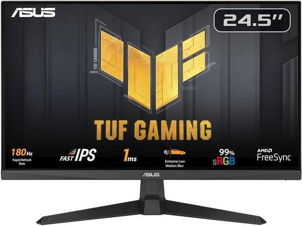 ASUS TUF GAMING VG259Q3A 62.23 cm (25 inch) Full HD LED Backlit IPS Panel Gaming Monitor ((1920X1080), Extreme Low Motion Blur, 99% sRGB, HDMI &DP POR...