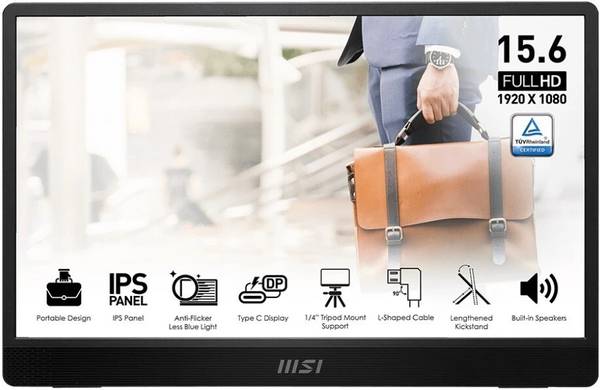 MSI 40.64 cm (16 inch) Full HD IPS Panel with Anti-flicker, Less Blue Light, and Anti-glare panel, Built-in Speakers Monitor (MP161 E2)