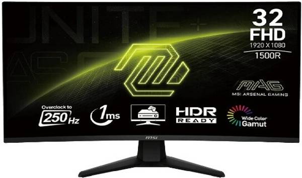MSI 81.28 cm (32 inch) Curved Full HD VA Panel with Anti-Flicker Technology, 101% SRGB, HDR Ready, 1500R Curvature, Tilt Adjustable Gaming Monitor (MA...