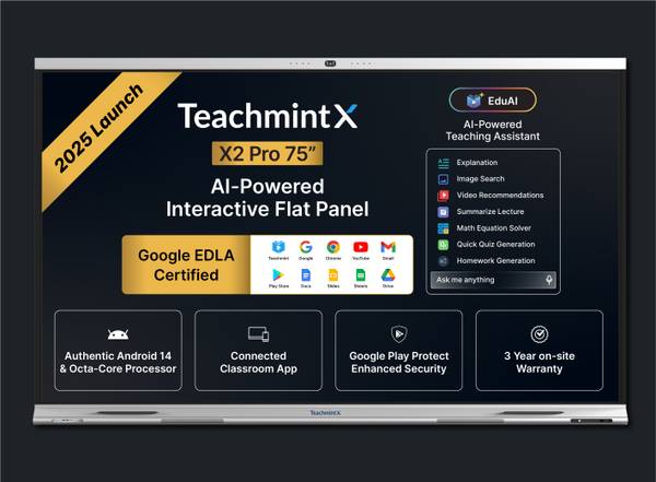 Teachmint 75 Inch Interactive Flat Panel | 8 GB RAM | 128 GB ROM 190.5 cm (75 inch) 4K Ultra HD LED Backlit OLED Panel Monitor (X2 Pro 75 Inch)
