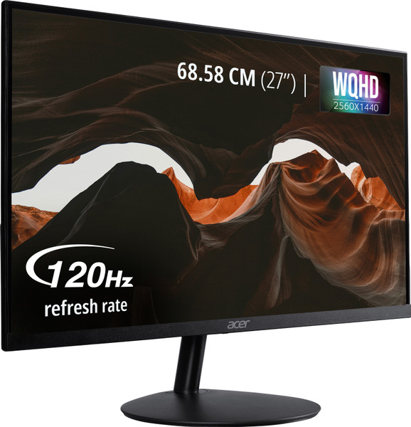 Acer SA272 UG BLACK 68.58 cm (27 inch) WQHD LED Backlit IPS Panel with ZeroFrame Ultra-Thin (7.2mm) Design, Eye Care, HDMI 2.0, DisplayPort Monitor (SA272 UG BLACK)