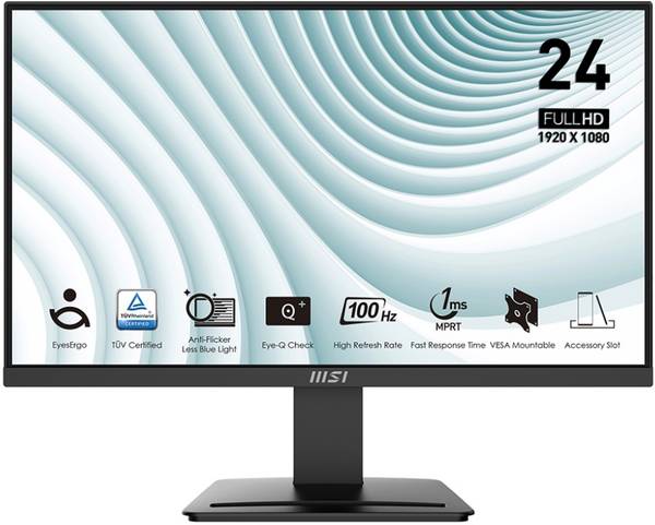 MSI 60.96 cm (24 inch) Full HD VA Panel Anti-Flicker Technology, 133% SRGB, Tilt Adjustment, Anti-Glare Flat Busniess Monitor (PRO MP2412)