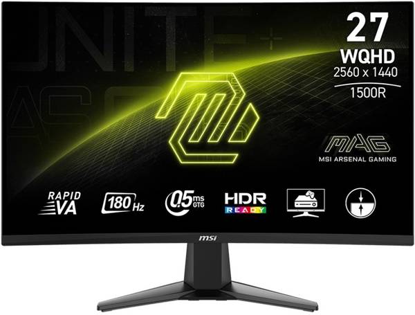 MSI 68.58 cm (27 inch) Curved WQHD VA Panel with Anti-Flicker Technology, VESA Mountable, 105% SRGB, Smart Crosshair, 1500R Curvature, Tilt Adjustable...