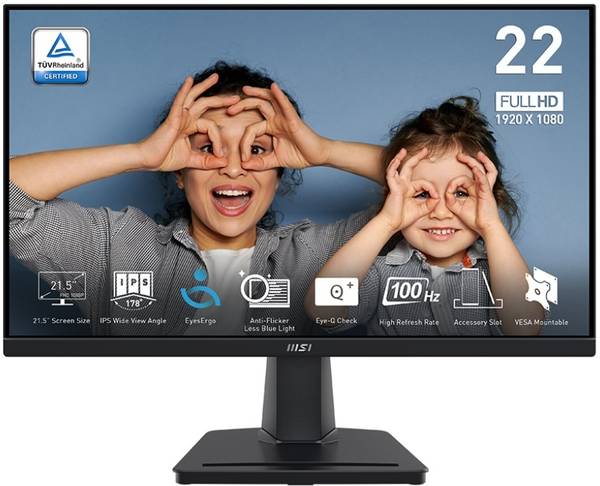 MSI 55.88 cm (22 inch) Full HD IPS Panel with EyesErgo Technology, Anti-Flicker, Less Blue Light, Anti-Glare, Flat Business Monitor (MP225)
