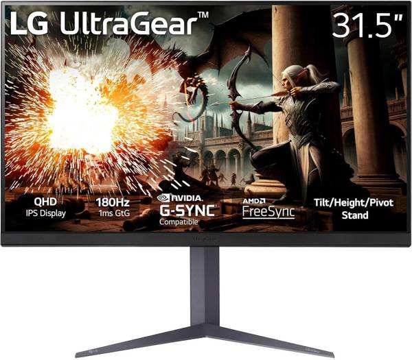 LG ULTRAGEAR 32GS75Q 81.28 cm (32 inch) Quad HD LED Backlit IPS Panel Gaming Monitor ((2560x1440),G-SYNC Compatible,DisplayHDR 400,sRGB 99%,Tilt/Heigh...