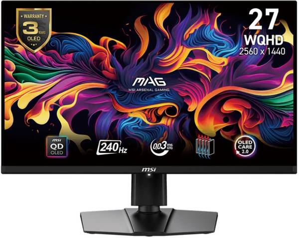 MSI 68.58 cm (27 inch) WQHD OLED Panel with DisplayHDR True Black 400, CLEAR MR13000, 138.4% SRGB, Smart Crosshair, Height Adjustable Stand Flat Gamin...