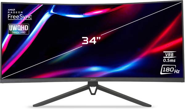 Acer Nitro ED3 34 inch Curved UWQHD LED Backlit VA Panel with HDR10 Support, AdobeRGB 90%, RGB Lighting, VisionCare 2.0, 2X3W Inbuilt Speakers, 1000R ...