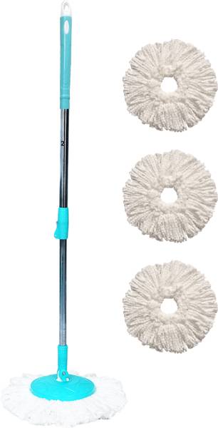 Pranay's Kleanup Super Spin Mop-Mop Stick|Wet & Dry Cleaning Mop|Mops Pocha 3 Microfiber Refill Mop Set