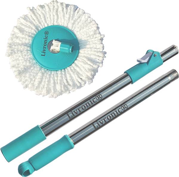 Livronic India Longest Stainless Steel and Plastic Mop Rod Stick Mops for Floor Cleaning Wet & Dry Mop